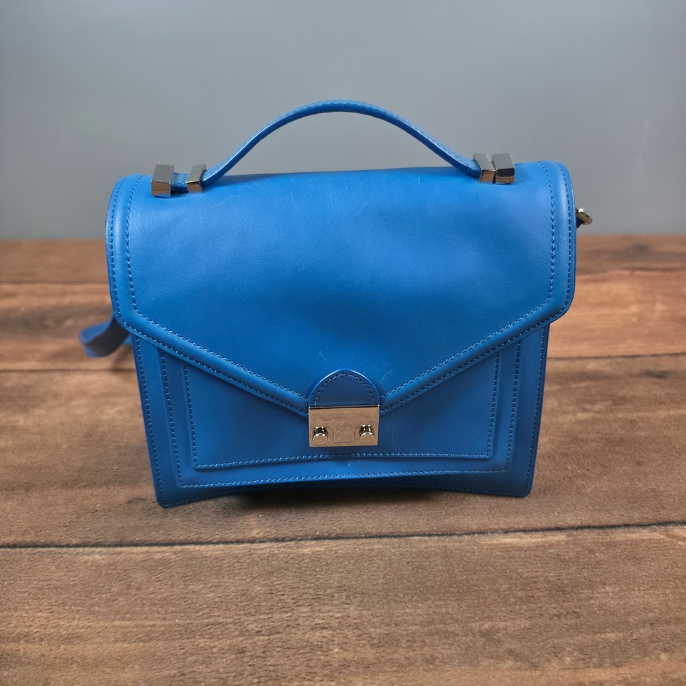 Loeffler Randall Rider Satchel Women Medium Blue Good Leather Crossbody Bag